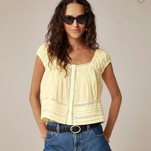 J. Crew Cap-sleeve lace-trim top in cotton voile Small